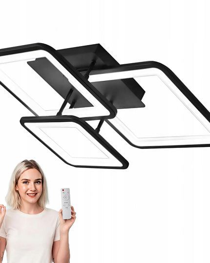 Lubinis šviestuvas 72W juodas LED su pulteliu 3 spalvos kvadratinis