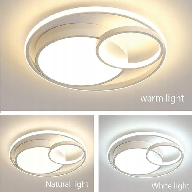 Lubinis šviestuvas plafonas liustra baltas LED 18W loftas pakabinamas + nuotolinio valdymo pultelis