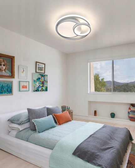 Lubinis šviestuvas plafonas liustra baltas LED 18W loftas pakabinamas + nuotolinio valdymo pultelis