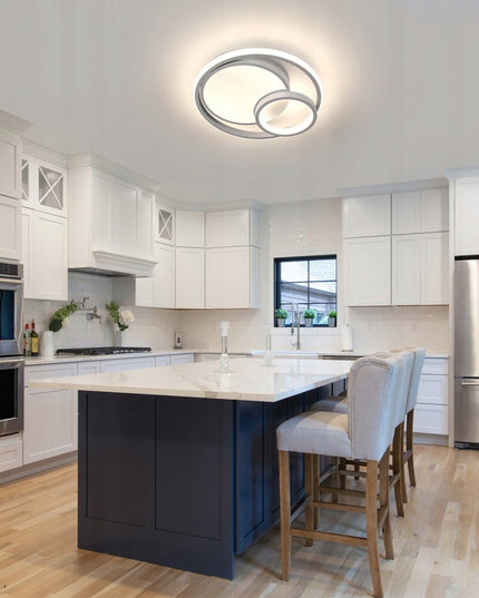 Lubinis šviestuvas plafonas liustra baltas LED 18W loftas pakabinamas + nuotolinio valdymo pultelis