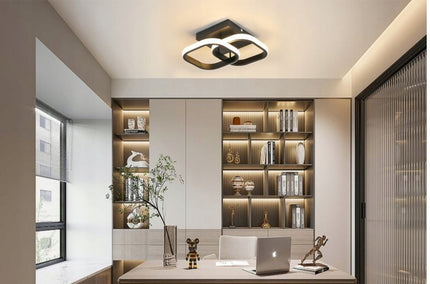 Lubinis šviestuvas, plafonas, liustra, juodas, LED, lofto stiliaus, 3 spalvų, kabantis