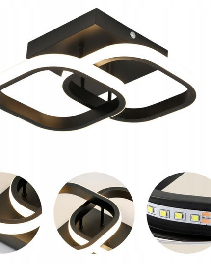 Lubinis šviestuvas, plafonas, liustra, juodas, LED, lofto stiliaus, 3 spalvų, kabantis