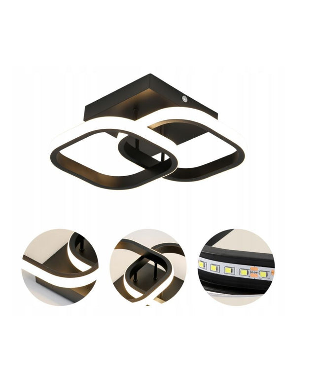 Lubinis šviestuvas, plafonas, liustra, juodas, LED, lofto stiliaus, 3 spalvų, kabantis