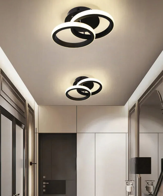 Juodas pakabinamas lubinis šviestuvas LED LOFT, 2 ratai, 25cm, šalta spalva