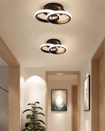 Juodas pakabinamas lubinis šviestuvas LED LOFT, 2 ratai, 25cm, šalta spalva