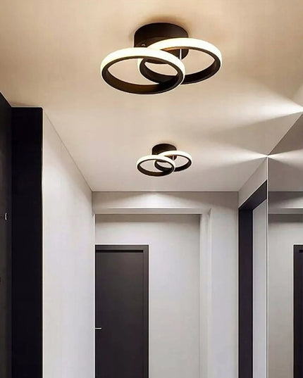 Juodas pakabinamas lubinis šviestuvas LED LOFT, 2 ratai, 25cm, šalta spalva