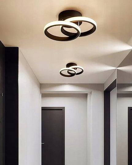 Juodas pakabinamas lubinis šviestuvas LED LOFT, 2 ratai, 25cm, šalta spalva