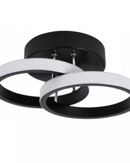 Juodas pakabinamas lubinis šviestuvas LED LOFT, 2 ratai, 25cm, šalta spalva