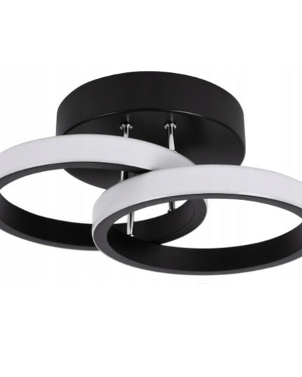 Juodas pakabinamas lubinis šviestuvas LED LOFT, 2 ratai, 25cm, šalta spalva