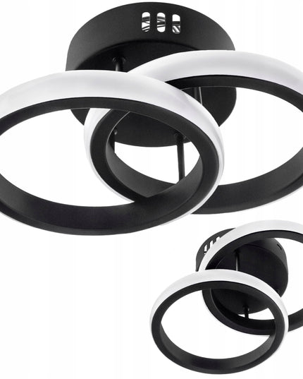 Juodas pakabinamas lubinis šviestuvas LED LOFT, 2 ratai, 25cm, šalta spalva