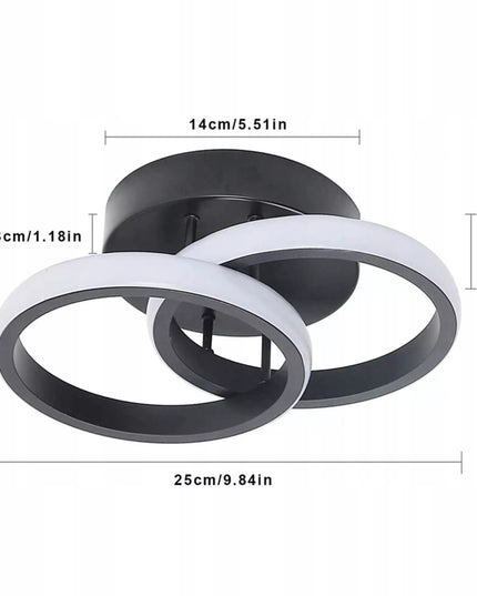 Juodas pakabinamas lubinis šviestuvas LED LOFT, 2 ratai, 25cm, šalta spalva