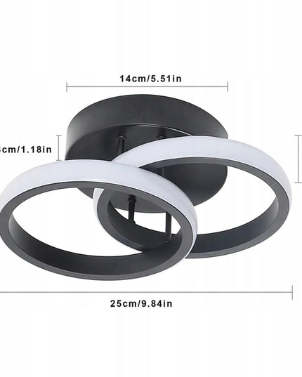 Juodas pakabinamas lubinis šviestuvas LED LOFT, 2 ratai, 25cm, šalta spalva