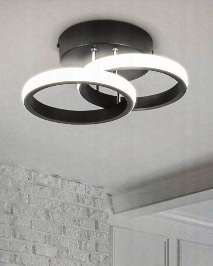 Juodas pakabinamas lubinis šviestuvas LED LOFT, 2 ratai, 25cm, šalta spalva