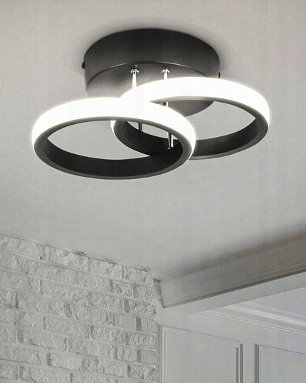 Juodas pakabinamas lubinis šviestuvas LED LOFT, 2 ratai, 25cm, šalta spalva