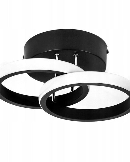 Juodas pakabinamas lubinis šviestuvas LED LOFT, 2 ratai, 25cm, šalta spalva