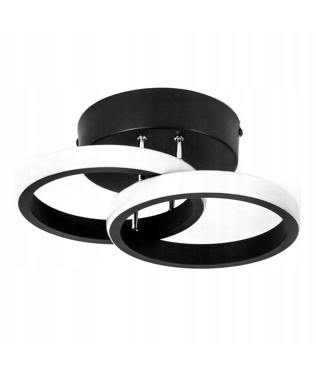 Juodas pakabinamas lubinis šviestuvas LED LOFT, 2 ratai, 25cm, šalta spalva