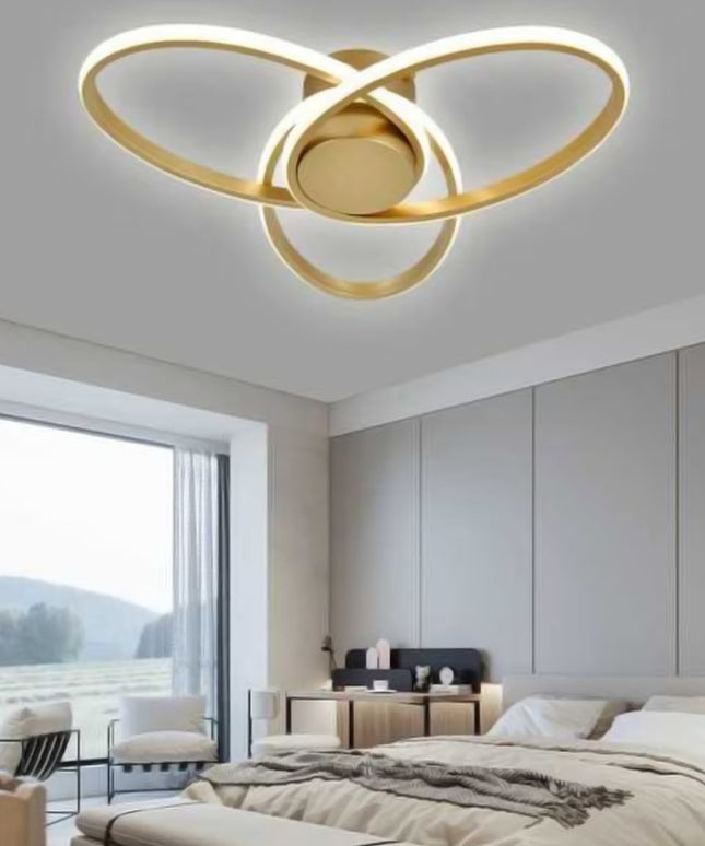 LED lubinis šviestuvas auksinis plafonas 60cm modernus su nuotolinio valdymo pulteliu, reguliuojamas