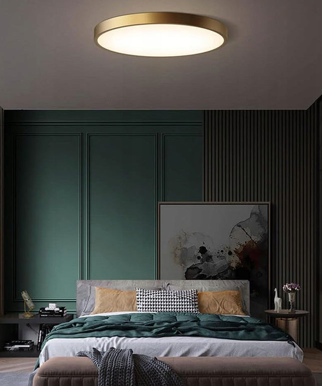 Auksinis LED lubinis šviestuvas, 60cm apvalus su nuotolinio valdymo pulteliu, reguliuojamas