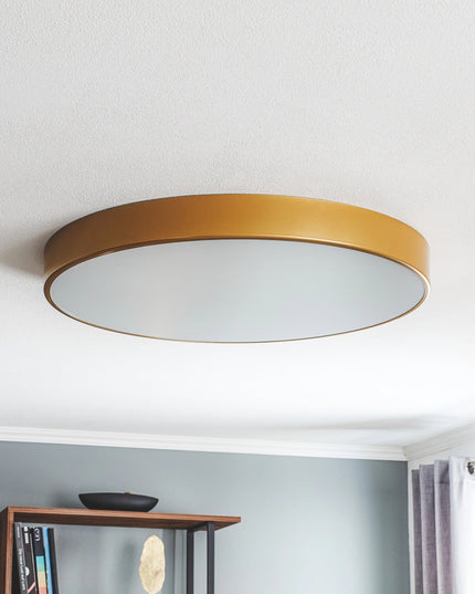 Auksinis LED lubinis šviestuvas, 60cm apvalus su nuotolinio valdymo pulteliu, reguliuojamas