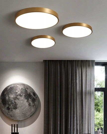 Auksinis LED lubinis šviestuvas, 60cm apvalus su nuotolinio valdymo pulteliu, reguliuojamas