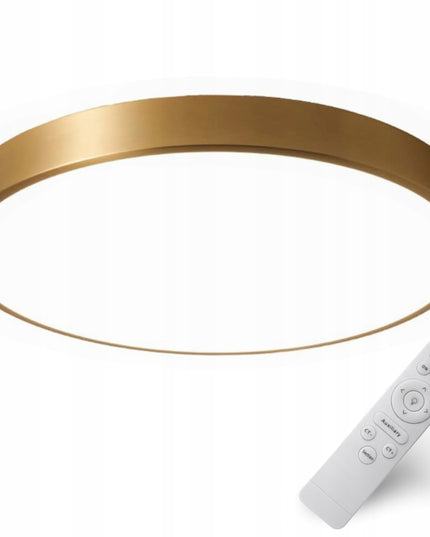 Auksinis LED lubinis šviestuvas, 60cm apvalus su nuotolinio valdymo pulteliu, reguliuojamas