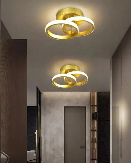 Pakabinamas lubinis šviestuvas LED auksinis lofto stiliaus, 2 ratai, 25cm, neutrali spalva