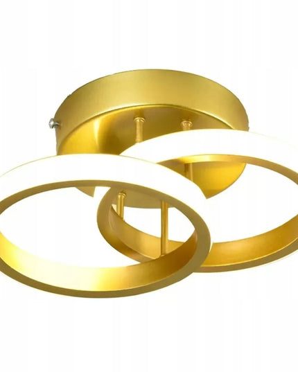 Pakabinamas lubinis šviestuvas LED auksinis lofto stiliaus, 2 ratai, 25cm, neutrali spalva