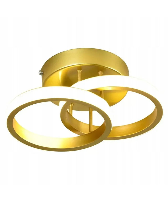 Pakabinamas lubinis šviestuvas LED auksinis lofto stiliaus, 2 ratai, 25cm, neutrali spalva