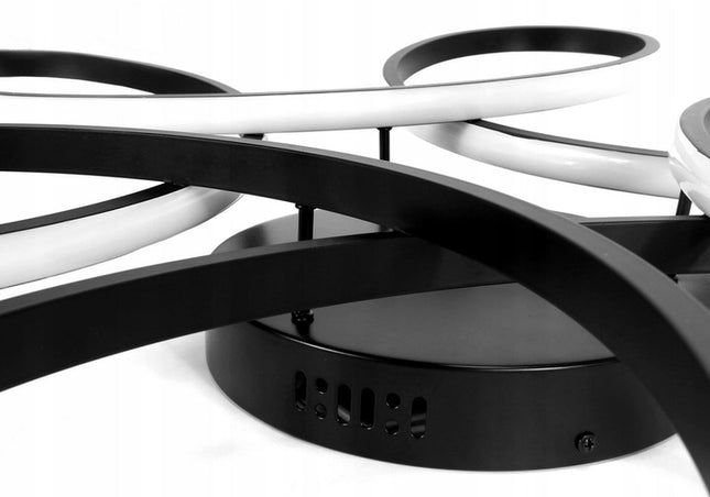 Juodas modernus lubinis pakabinamas šviestuvas / plafonas, LED liustra su pulteliu Gėlė