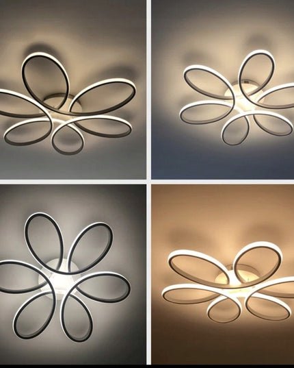 Juodas modernus lubinis pakabinamas šviestuvas / plafonas, LED liustra su pulteliu Gėlė