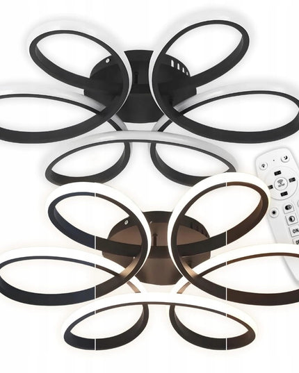 Juodas modernus lubinis pakabinamas šviestuvas / plafonas, LED liustra su pulteliu Gėlė