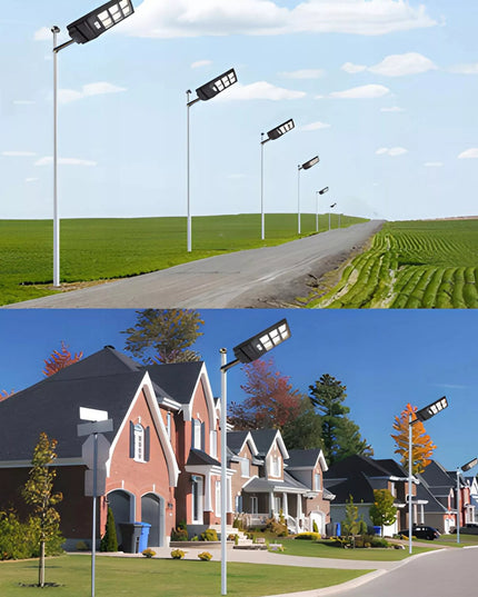 RETOO LED gatvių apšvietimo saulės lempa 240W su judesio ir sutemų jutikliu bei pulteliu XL