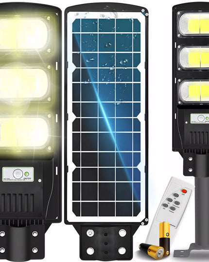 RETOO LED gatvių apšvietimo saulės lempa 240W su judesio ir sutemų jutikliu bei pulteliu XL
