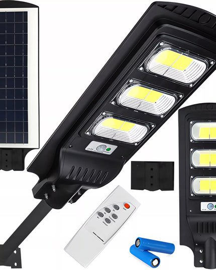 RETOO LED gatvių apšvietimo saulės lempa 240W su judesio ir sutemų jutikliu bei pulteliu XL