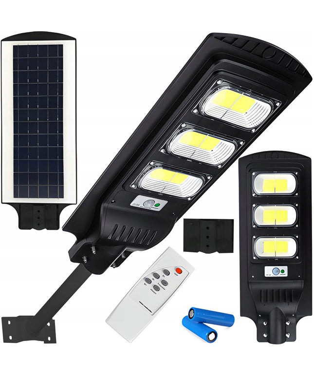 240W Gatvės LED šviestuvas, saulės energija maitinamas, su judesio ir sutemų jutikliais + XL nuotolinio valdymo pultas