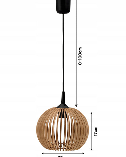 Pakabinamas lubinis medinis LED šviestuvas su 1xE27 lizdu + tvirtinimo elementas montavimui palengvinti