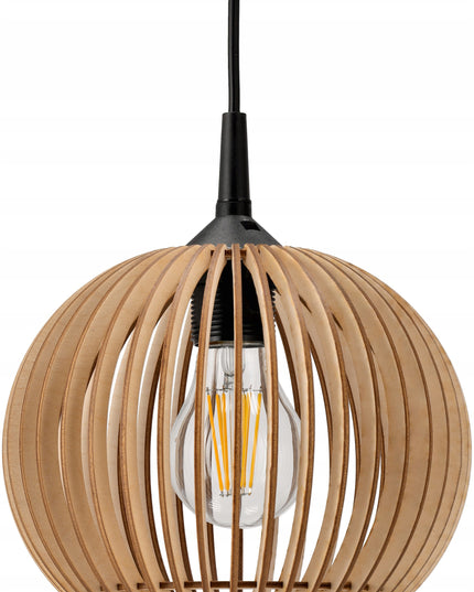 Pakabinamas lubinis medinis LED šviestuvas su 1xE27 lizdu + tvirtinimo elementas montavimui palengvinti