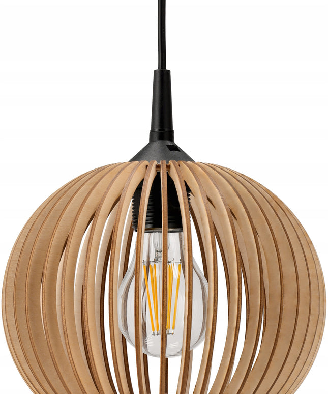 Pakabinamas lubinis medinis LED šviestuvas su 1xE27 lizdu + tvirtinimo elementas montavimui palengvinti