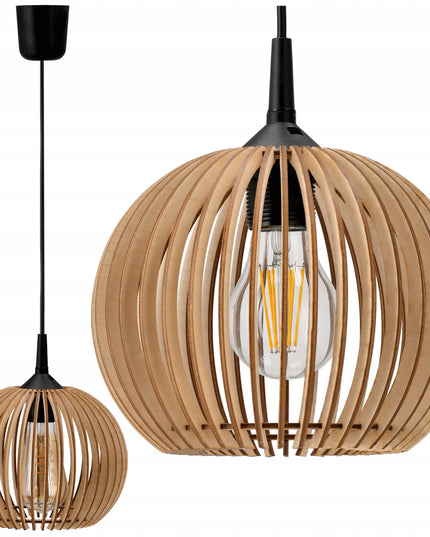 Pakabinamas lubinis medinis LED šviestuvas su 1xE27 lizdu + tvirtinimo elementas montavimui palengvinti