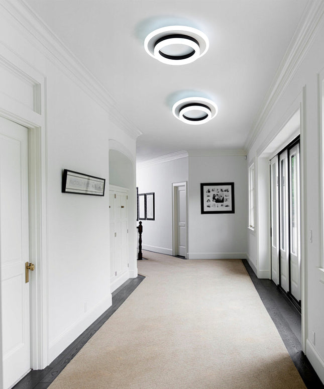 Pakabinamas lubinis sieninis LED šviestuvas, 3 spalvų, juodas, baltas