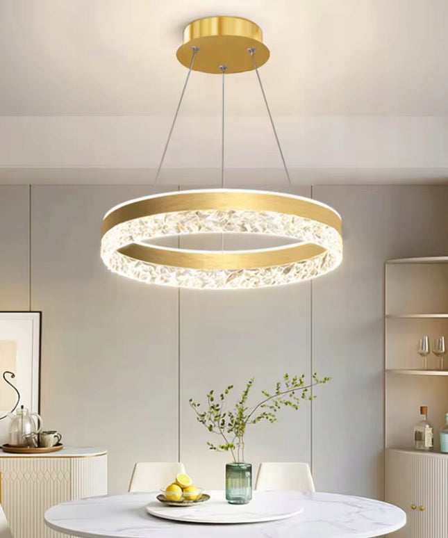 Pakabinamas lubinis šviestuvas, auksinis kristalinis apvalus LED šviestuvas su nuotolinio valdymo pulteliu