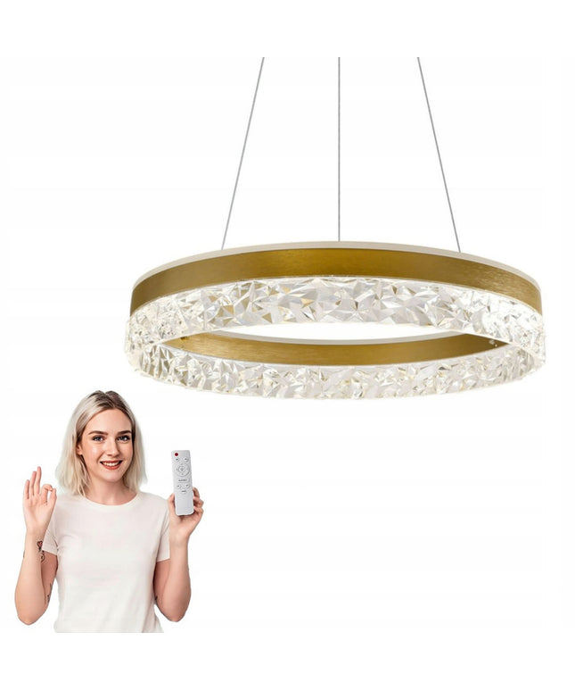 Pakabinamas lubinis šviestuvas, auksinis kristalinis apvalus LED šviestuvas su nuotolinio valdymo pulteliu