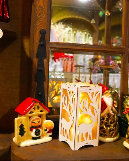 Kalėdinis lampionas su baterijomis, BALTAS žibintas, šventinė žibintuvėlė Goliat