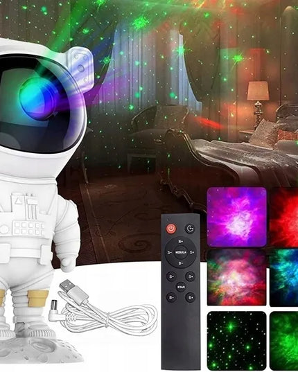 Astronauto žvaigždžių ir kosmoso LED projektorius – spalvotas, su nuotolinio valdymo pulteliu