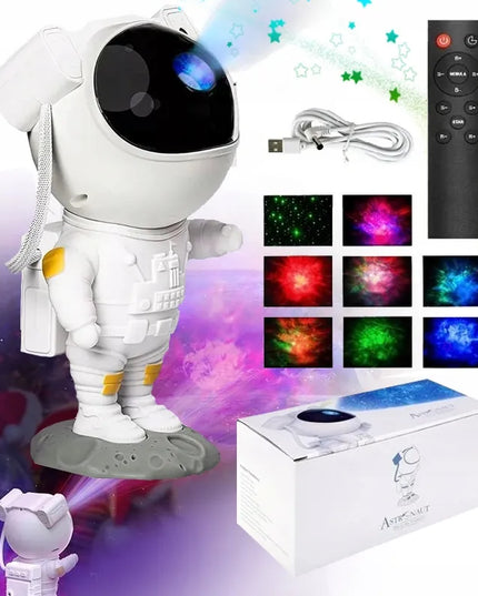 Astronauto žvaigždžių ir kosmoso LED projektorius – spalvotas, su nuotolinio valdymo pulteliu