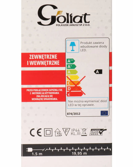 „Goliat“ kalėdinė lauko girlianda, 400 LED, šiltai balta, 20 m
