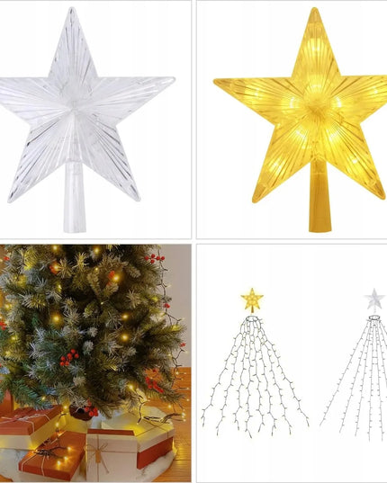 Kalėdinės girliandos su žiedu ir žvaigždės formos viršūne, 1,5 m, 210 LED lempučių