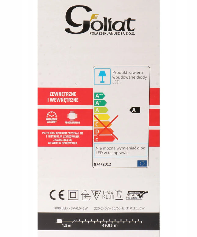 Kalėdinė girlianda Goliat, 1000 LED, su valdikliu ir laikmačiu