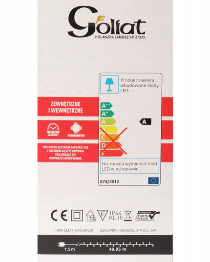 Kalėdinė girlianda Goliat, 1000 LED, su valdikliu ir laikmačiu