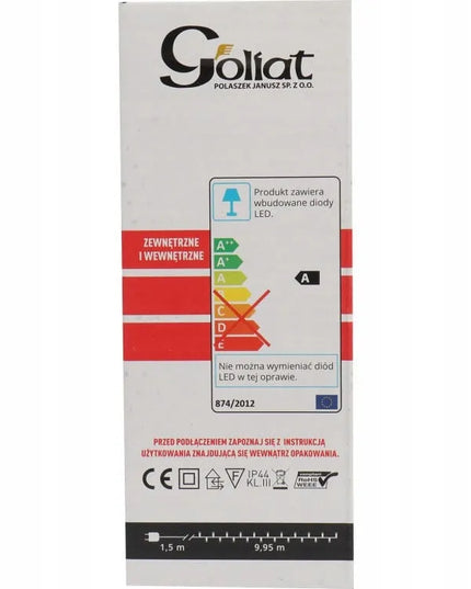 „Goliat“ kalėdinė LED girlianda, 200 LED, 10 m, šaltai balta, skirta naudoti lauke